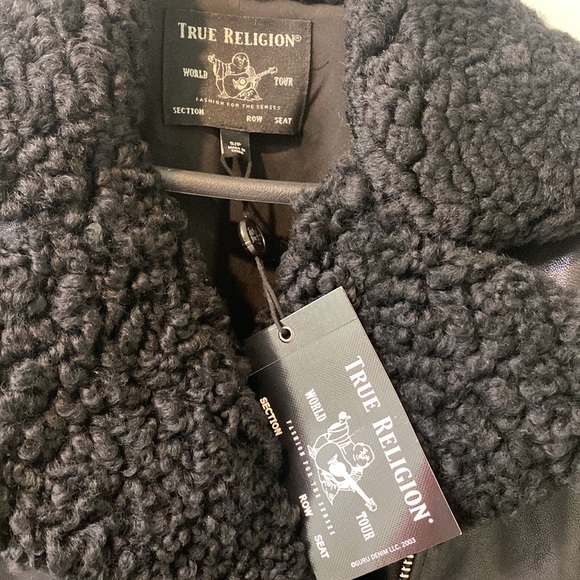 🖤🖤🖤 True Religion - Onyx Shearing Biker Jacket Size Small - Picture 4 of 11